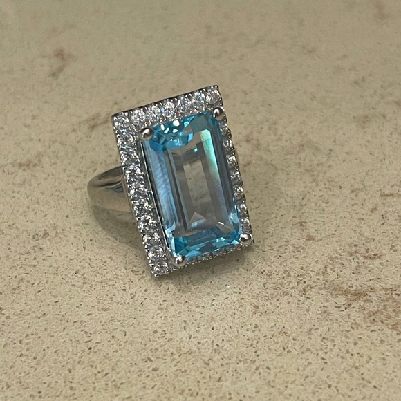 Huge blue quartz sterling silver ring - Picture 5 of 13